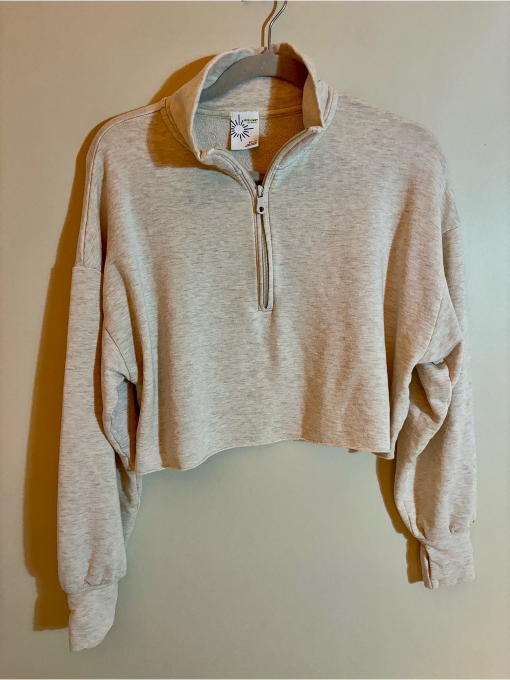 Offline Aerie Cropped Half-Zip Pullover Fleece Sweatshirt women's XS
